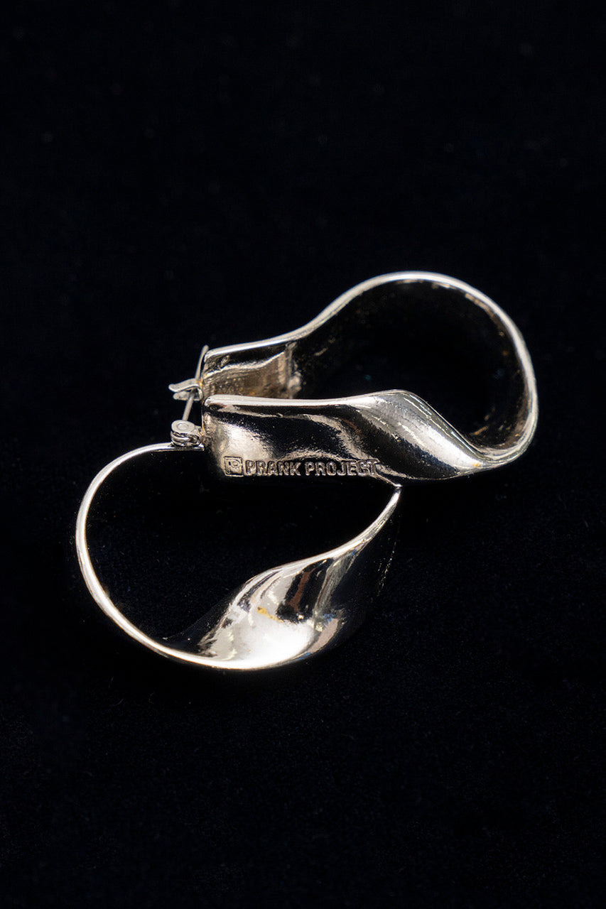 Platinum Coated Logo Plate Twisted Earrings