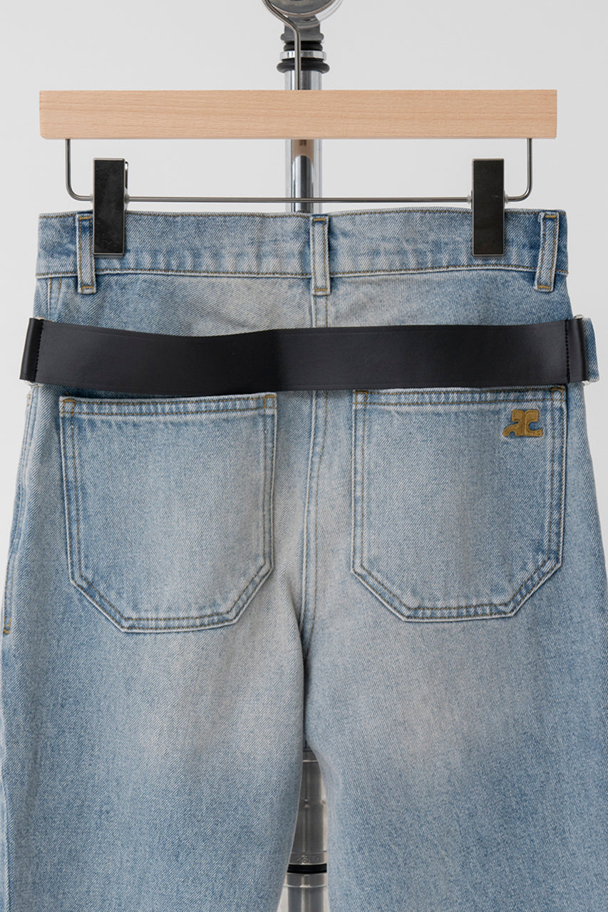 Dirty Blue Denim Strap Pants