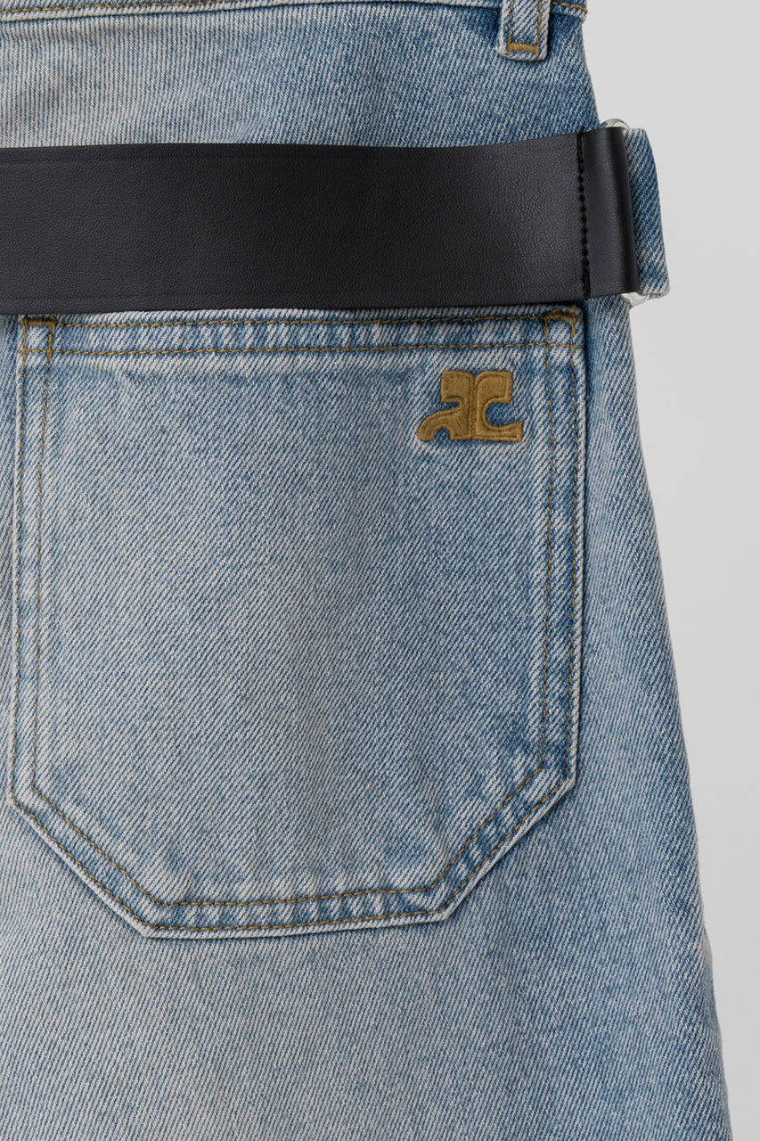 Dirty Blue Denim Strap Pants