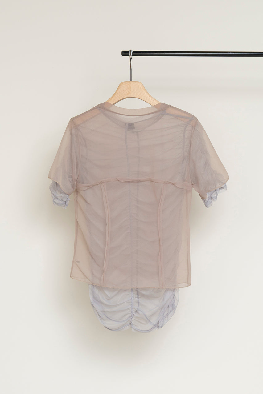 See-Through Gathered Layered Top