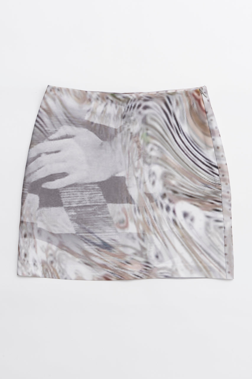 【SALE】Distorted Sequin Silk Mini Skirt