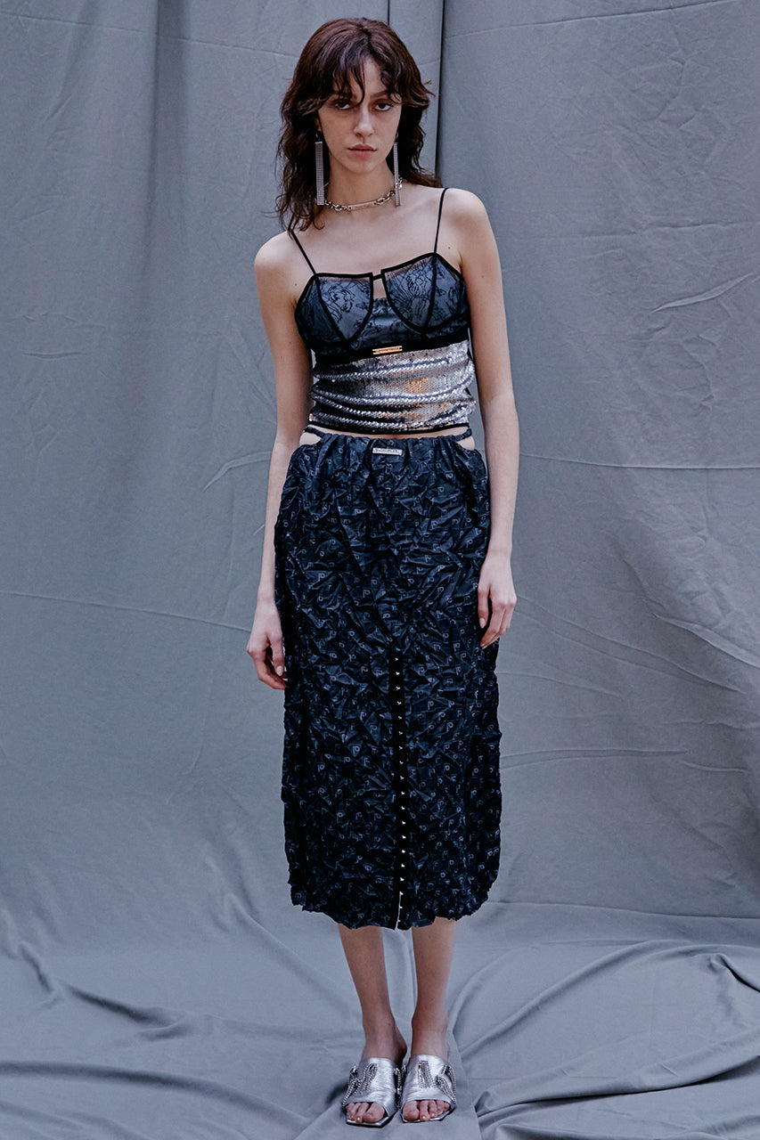 P Jacquard Washed Pleats Skirt - SALE