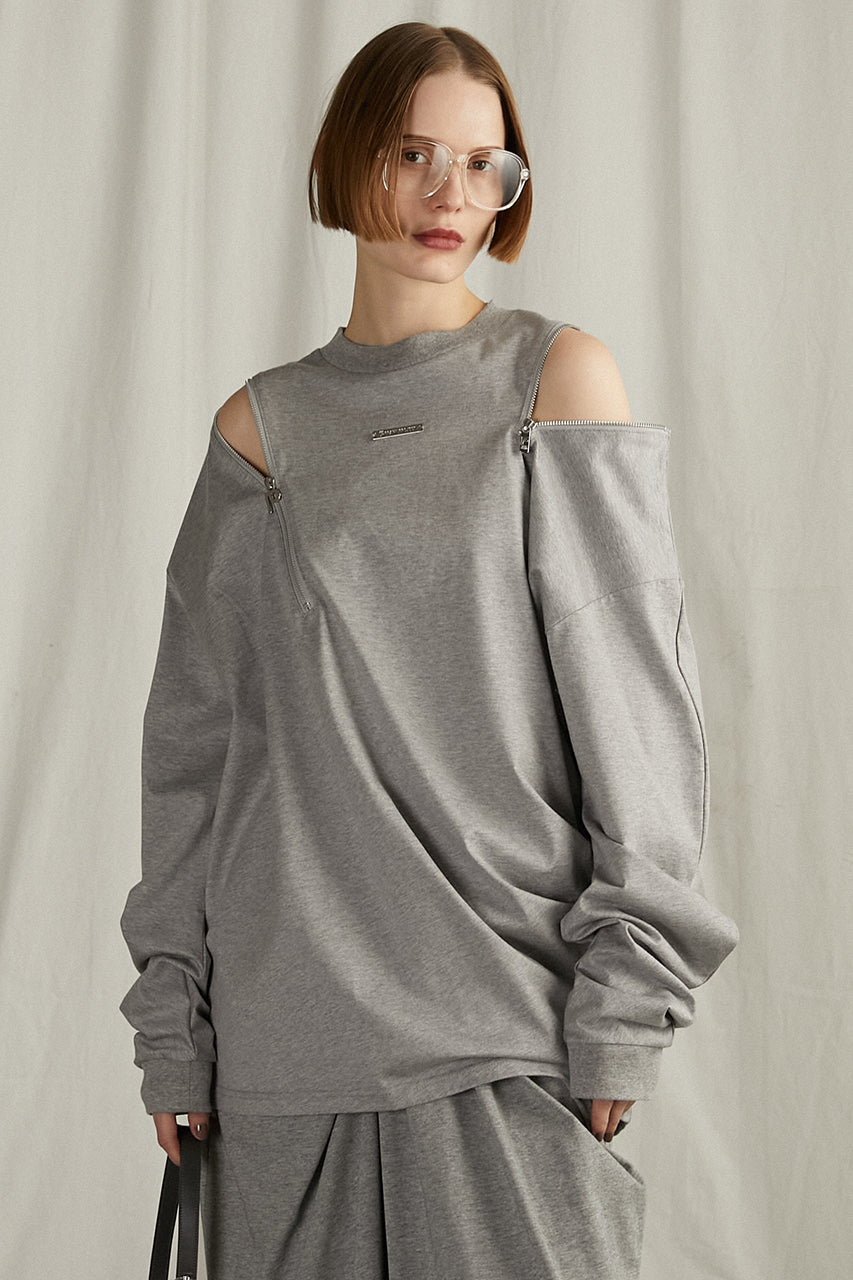 Asymmetric Draped Zip Top