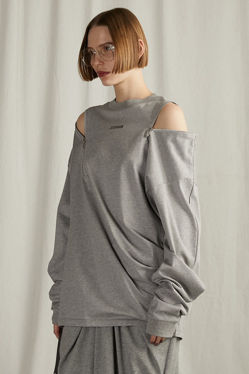 Asymmetric Draped Zip Top