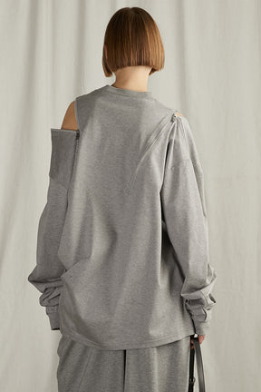 Asymmetric Draped Zip Top