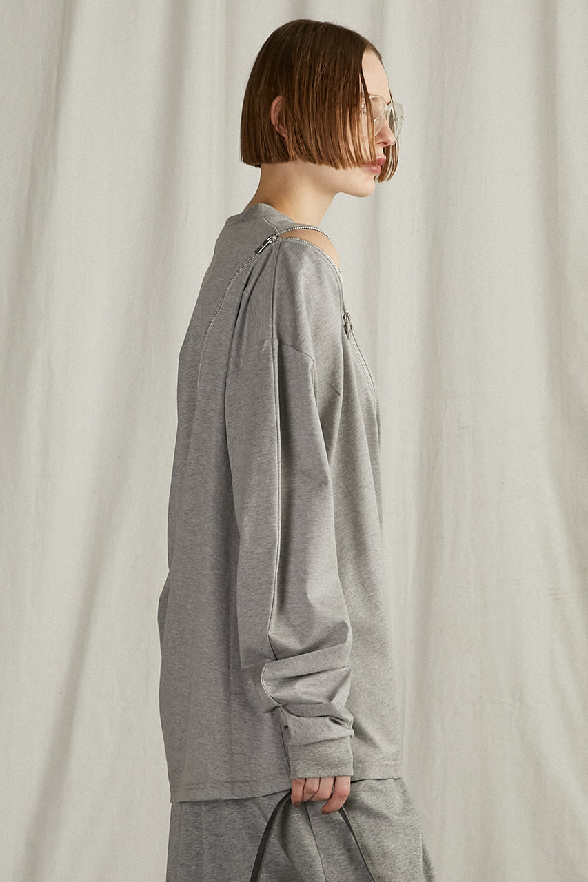 Asymmetric Draped Zip Top