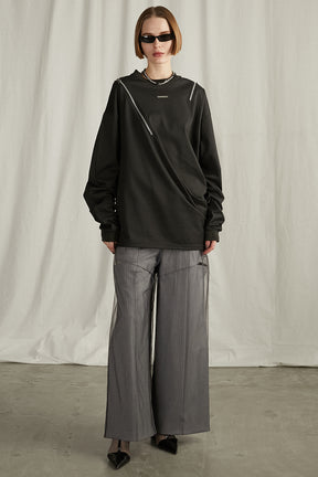 Asymmetric Draped Zip Top