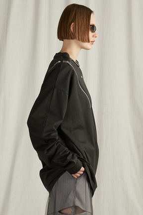 Asymmetric Draped Zip Top