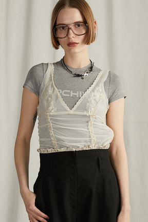 【25 SPRING PRE ORDER】Bustier Layered Lace Trim Top