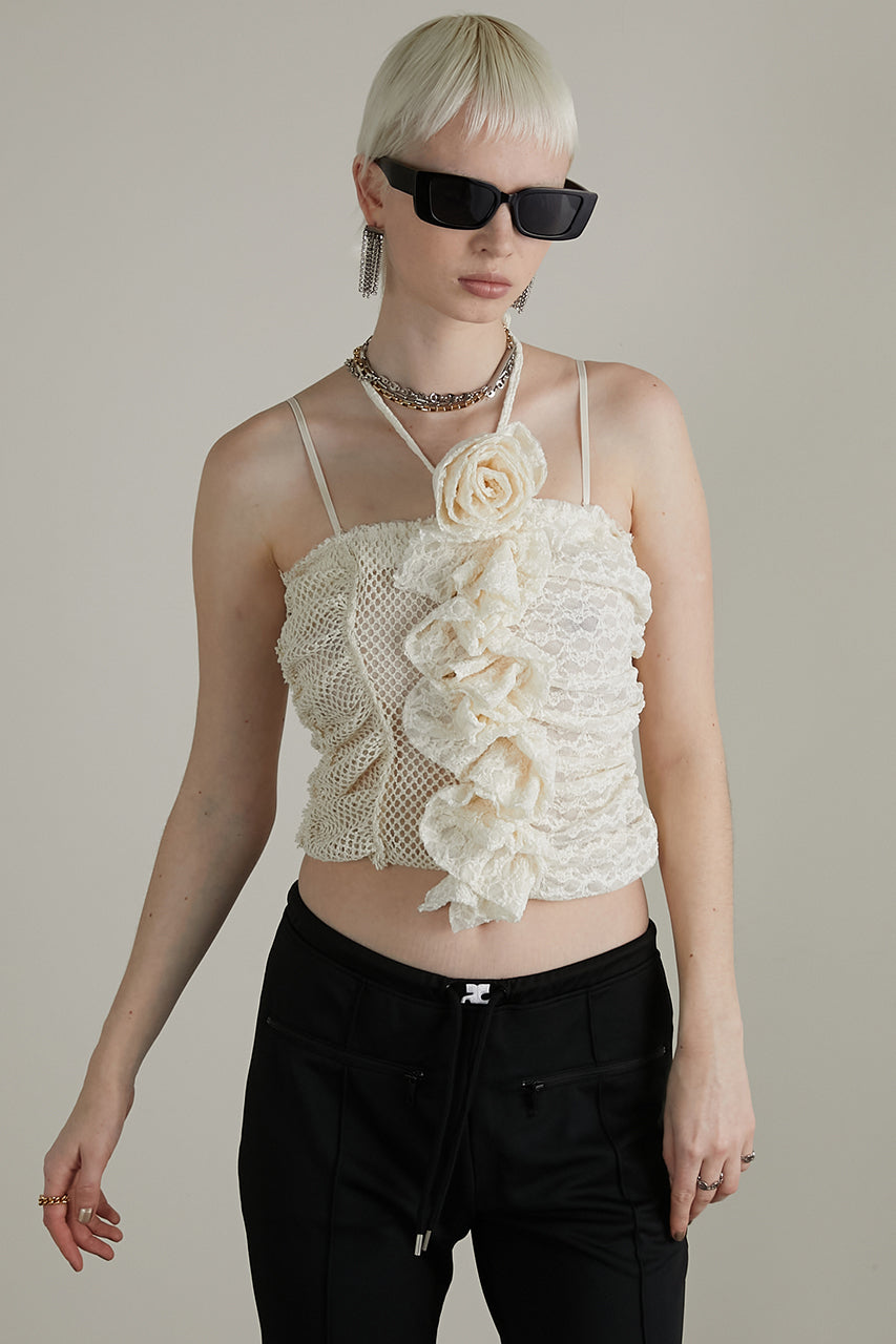 Mesh Lace Rose Tube Top