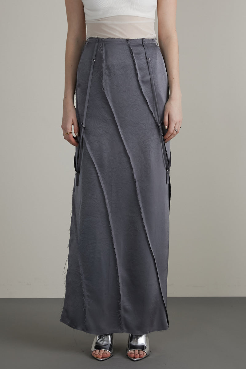 Bias Cut-off Maxi Skirt