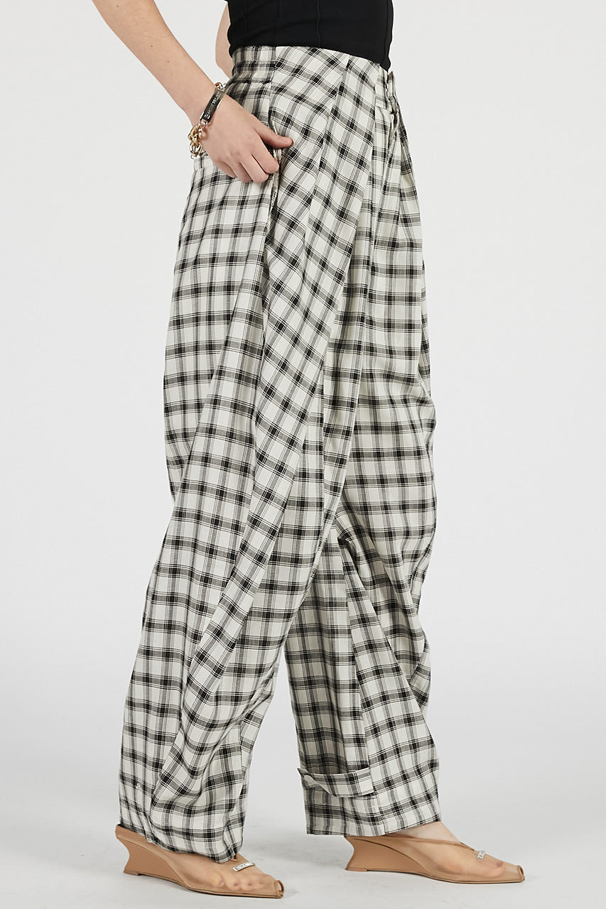 Tuck Form Volume Check Pants - 26SUMMER