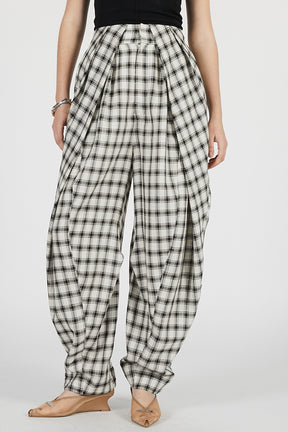 Tuck Form Volume Check Pants - 26SUMMER