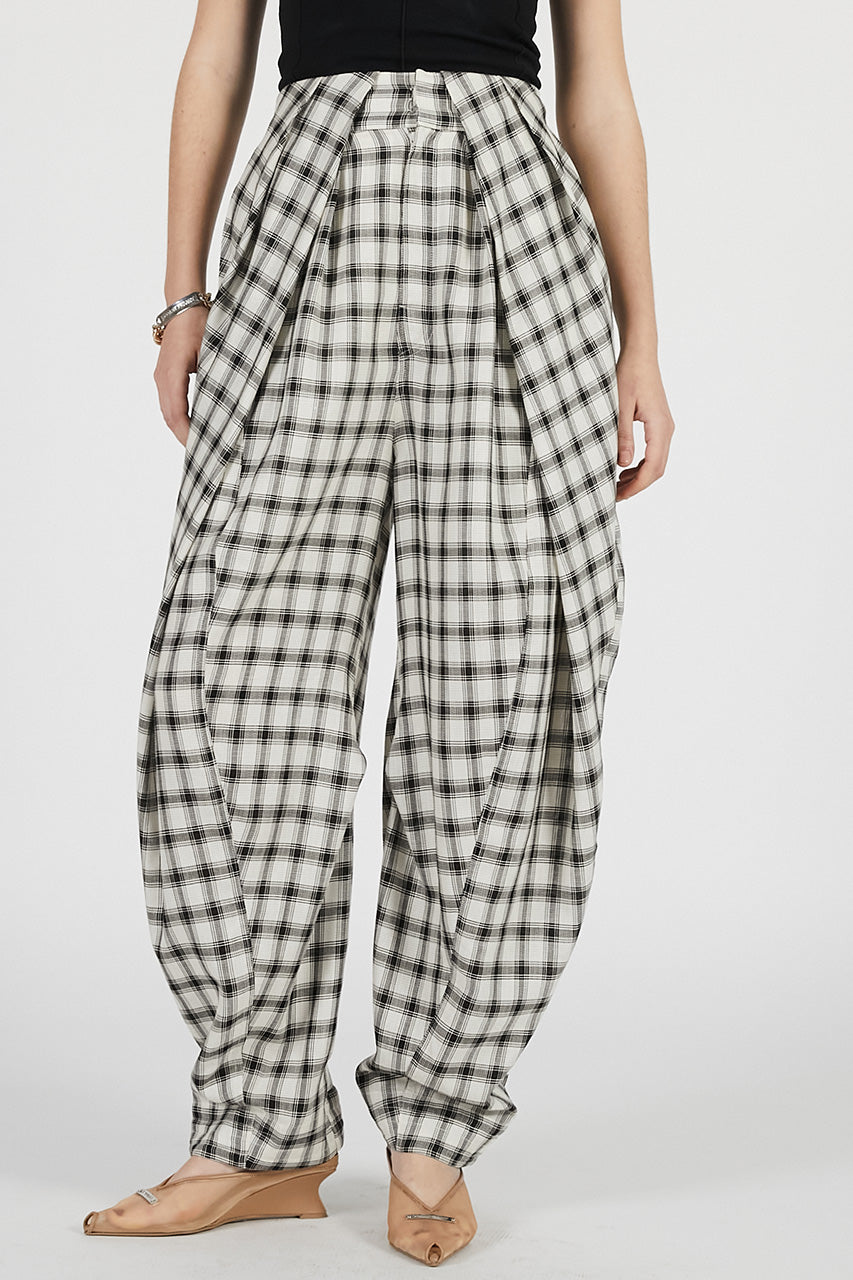 Tuck Form Volume Check Pants - 26SUMMER