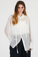 Sheer Bow Tie Shirt