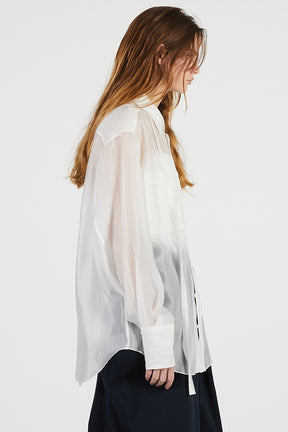 Sheer Bow Tie Shirt