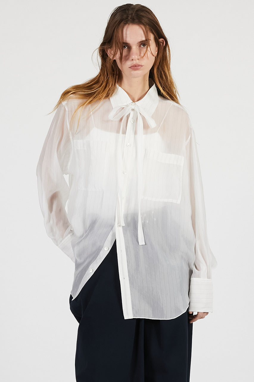 Sheer Bow Tie Shirt - 26SUMMER