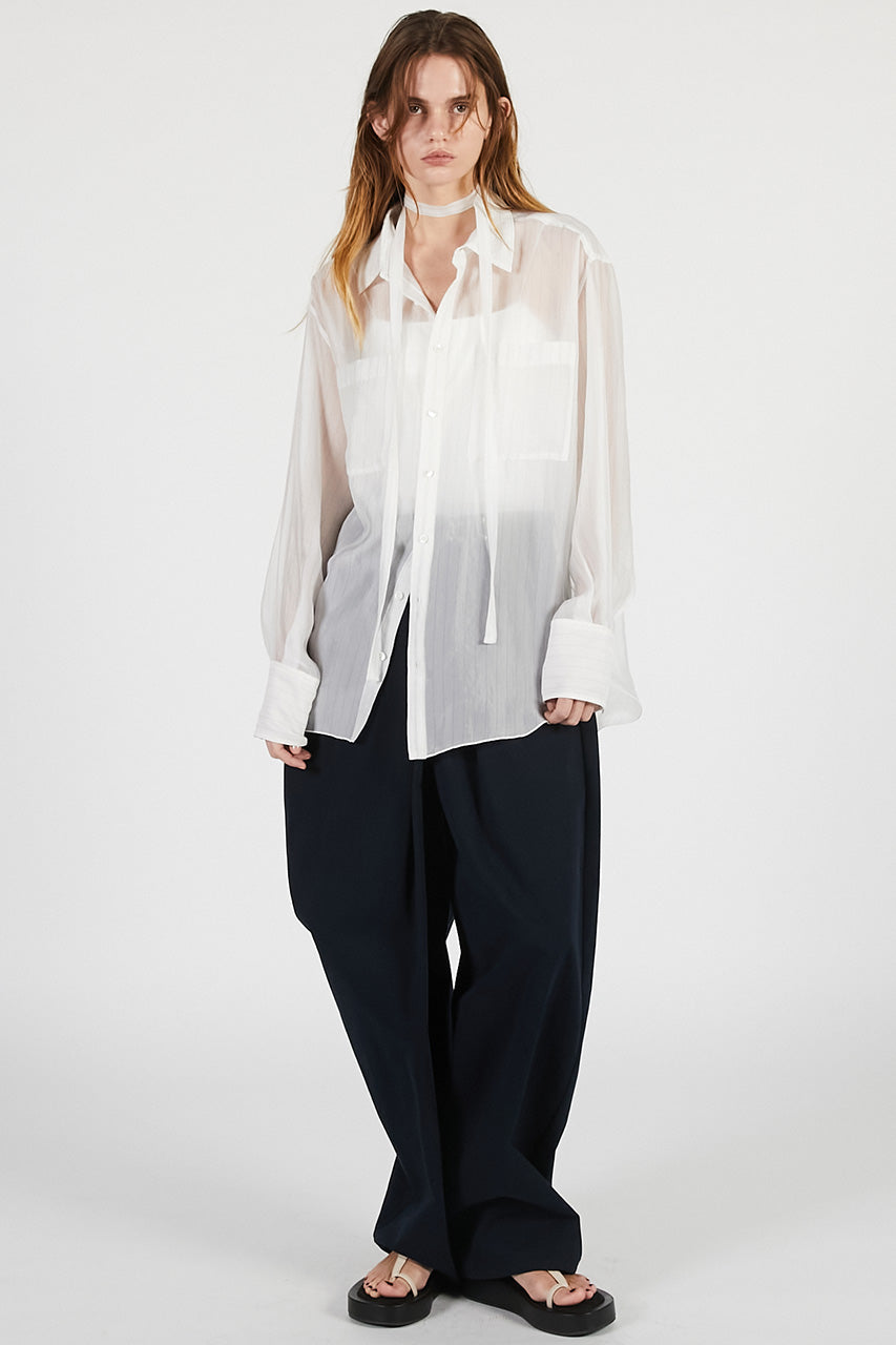 Sheer Bow Tie Shirt