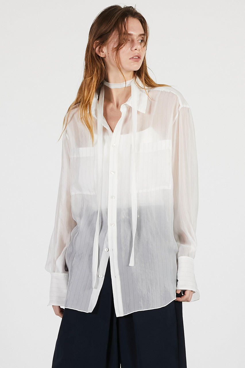 Sheer Bow Tie Shirt