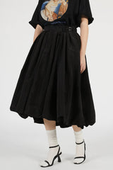 Volume Balloon Midi Skirt