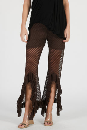 Sheer Knit Frill Pants