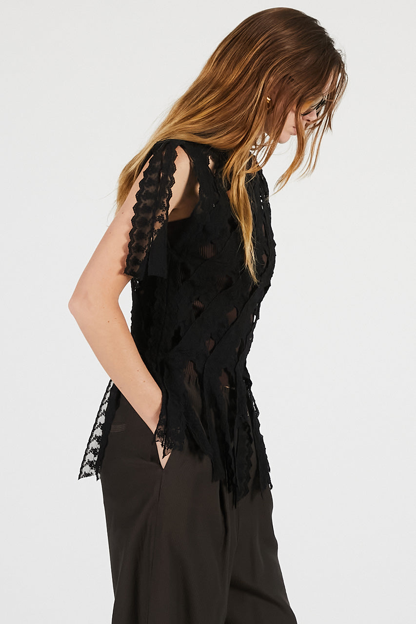 Lace Tape Cross Top