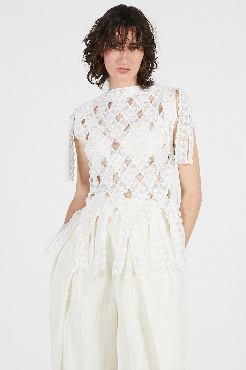 Lace Tape Cross Top - 26SUMMER