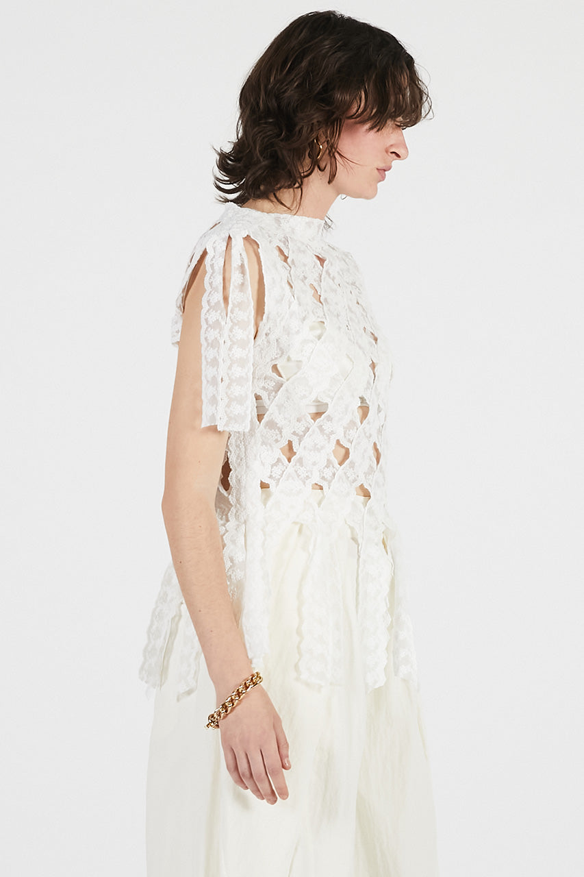 Lace Tape Cross Top