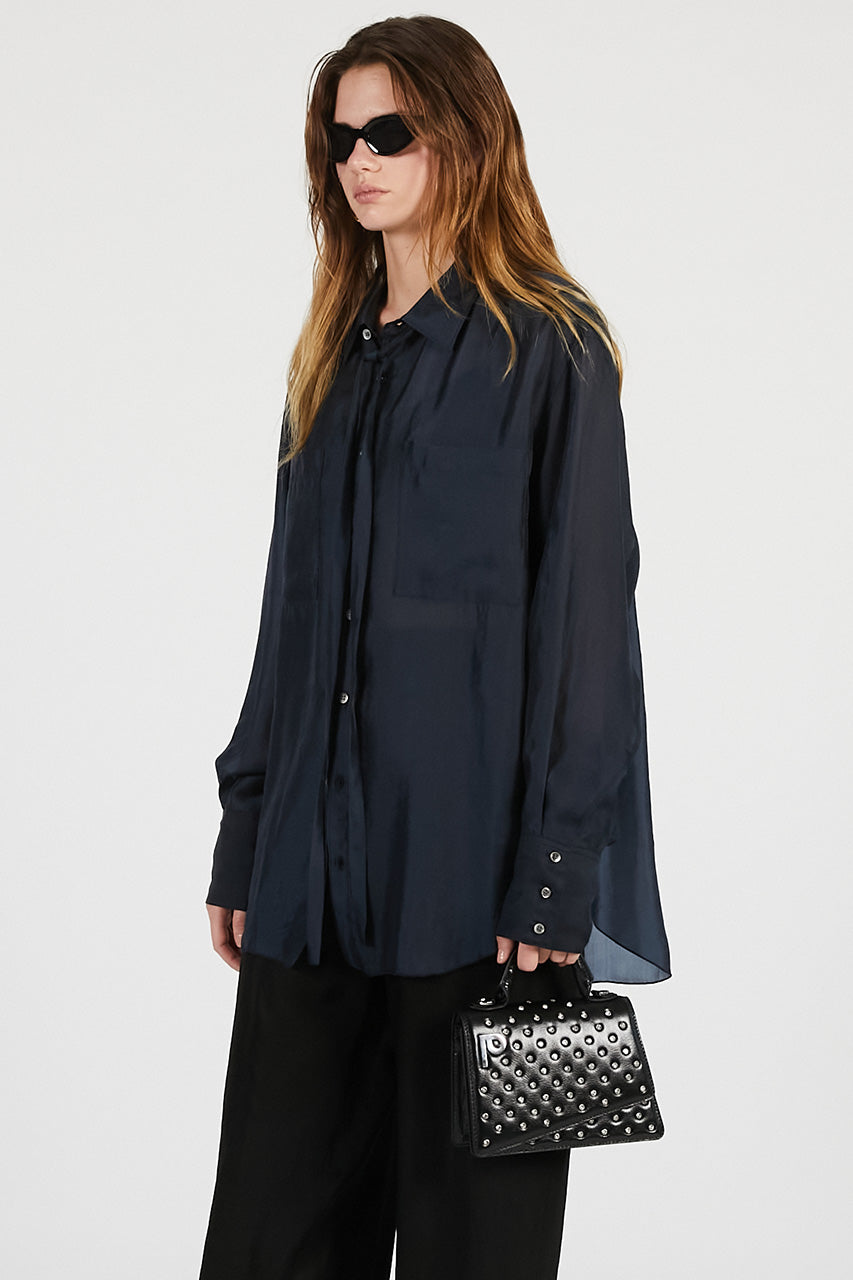 Sheer Bow Tie Shirt
