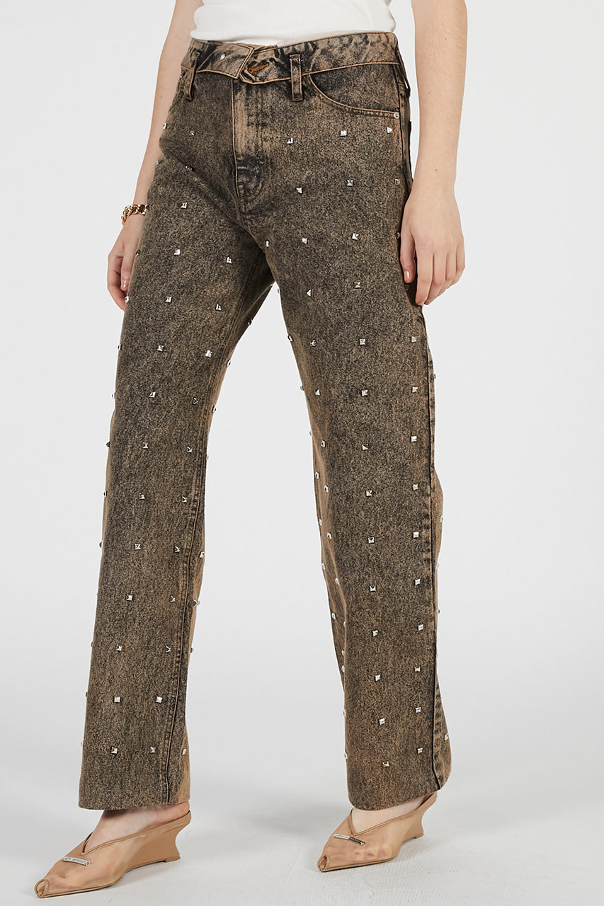 Studded Straight Jeans