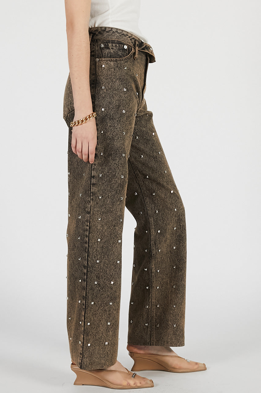 Studded Straight Jeans