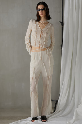 See-Through Outseam Flare Pants