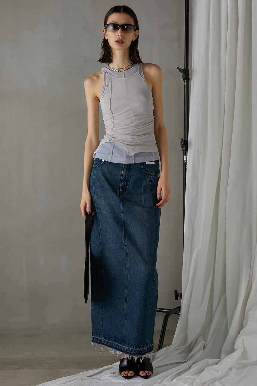 [24SUMMER PRE ORDER]Denim Tight Maxi Skirt