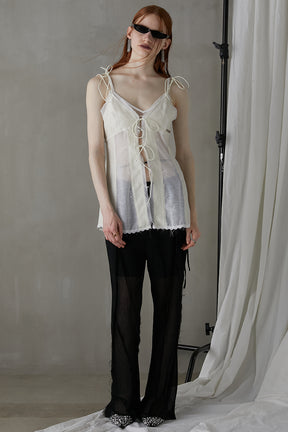 See-Through Outseam Flare Pants