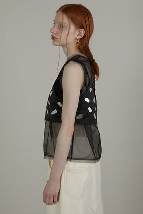 【24SUMMER PRE ORDER】 Mirror Embellished Layered Top