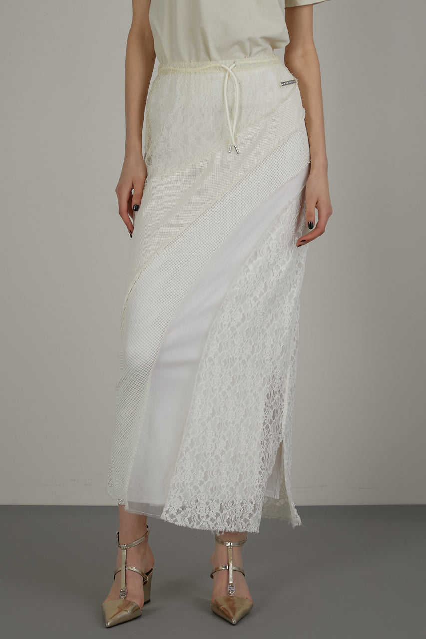 [24SUMMER PRE ORDER]Lace Collage Maxi Skirt