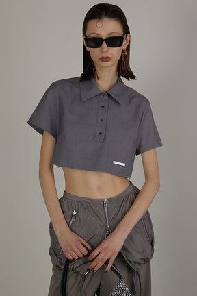 Worsted Cropped Polo Top