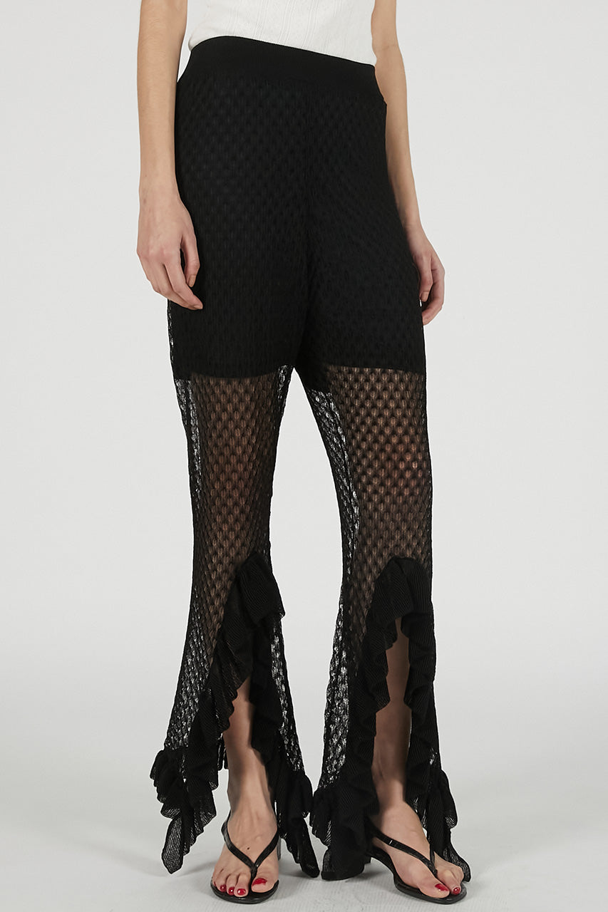 Sheer Knit Frill Pants