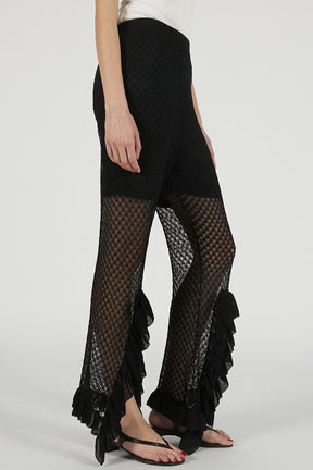 Sheer Knit Frill Pants