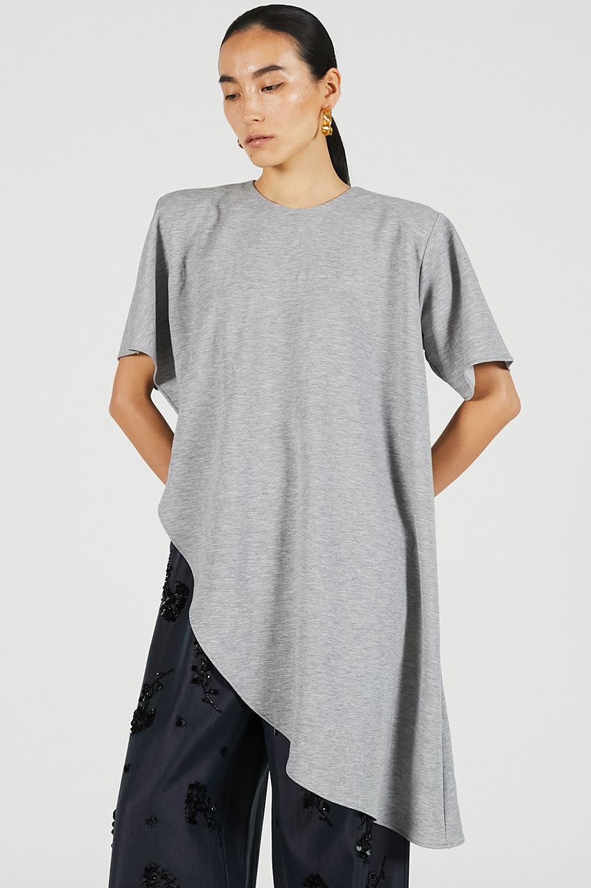 Shoulder Pad Asymmetrical Cape T-Shirt - 26SUMMER