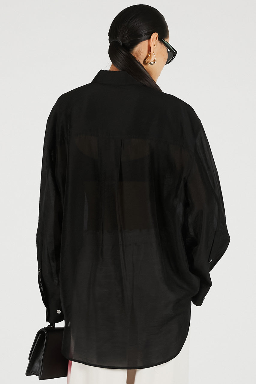 Silk Blend Sheer Over Shirt - 26SUMMER