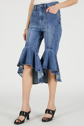Super Flare Denim Half Pants