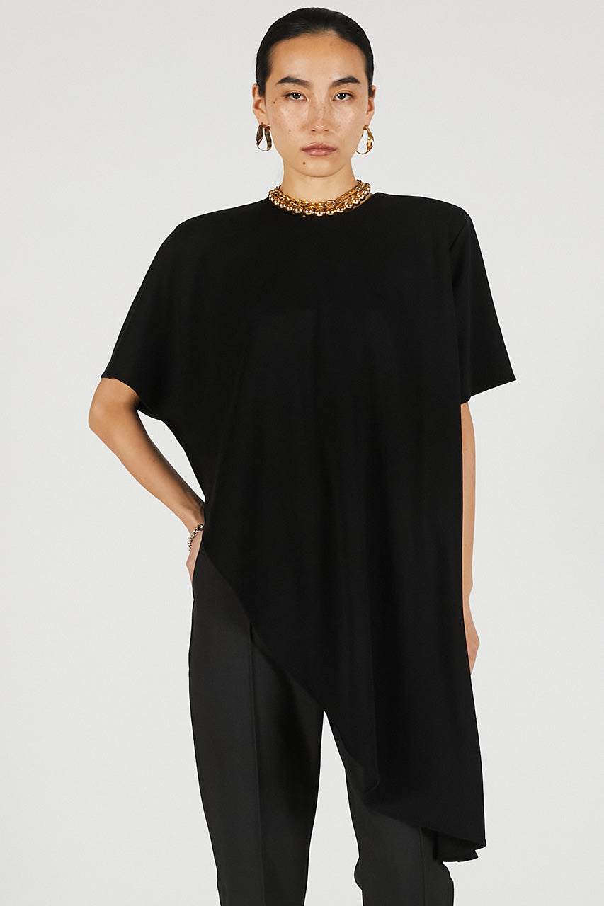 Shoulder Pad Asymmetrical Cape T-Shirt