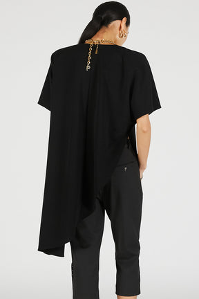 Shoulder Pad Asymmetrical Cape T-Shirt