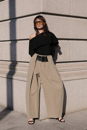 High-Waist Belted Tuck Pants - PRE ORDER