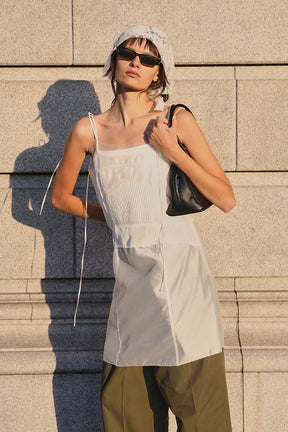 Pintuck Slip Mini Dress