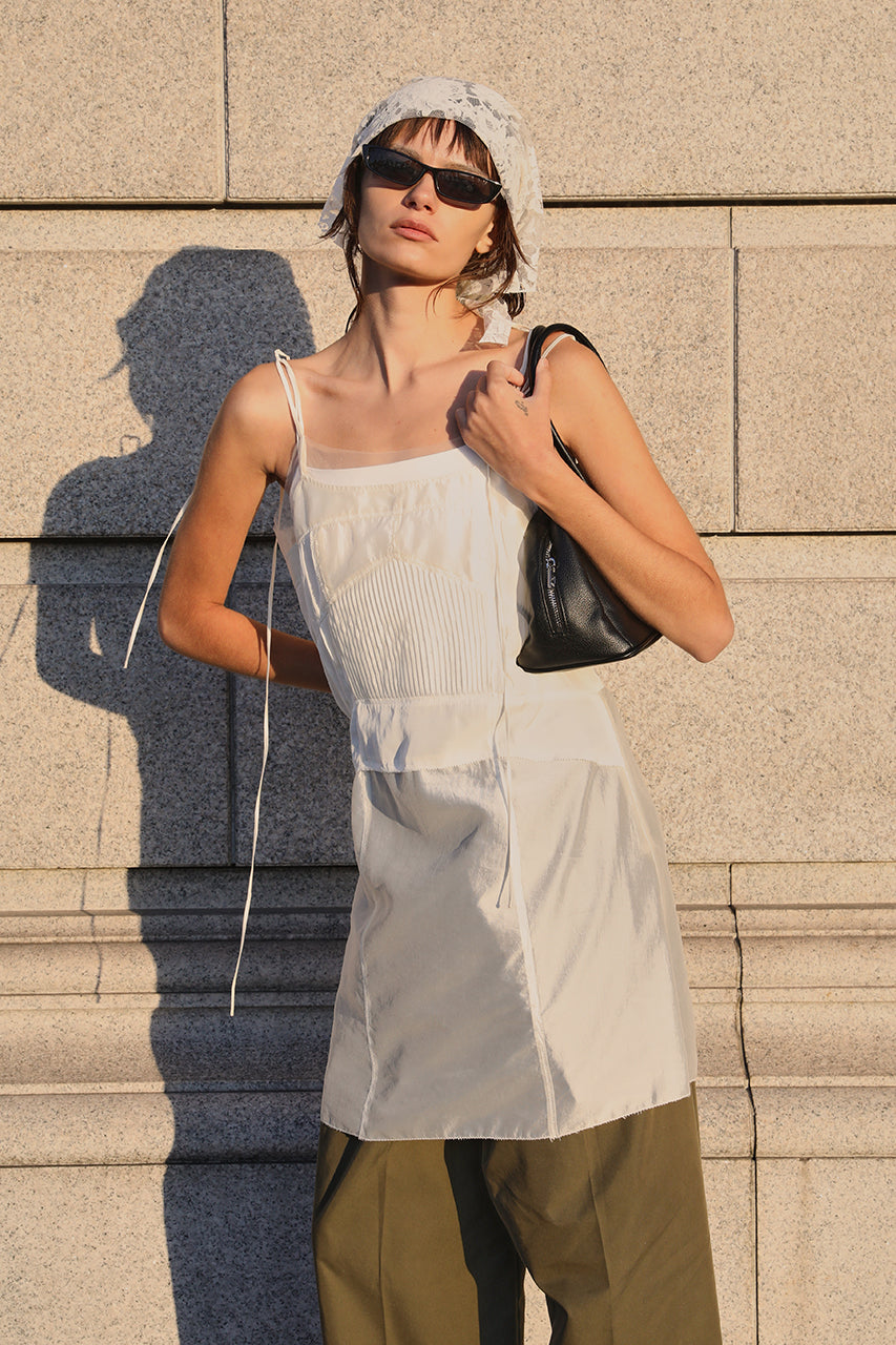 Pintuck Slip Mini Dress