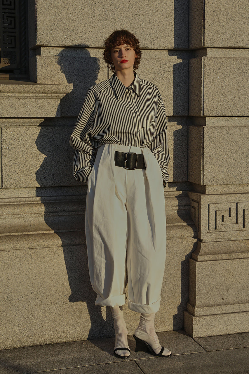 High-Waist Belted Tuck Pants - PRE ORDER
