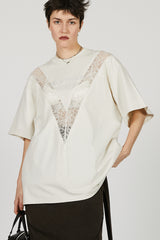 V-Cut Lace Logo Top