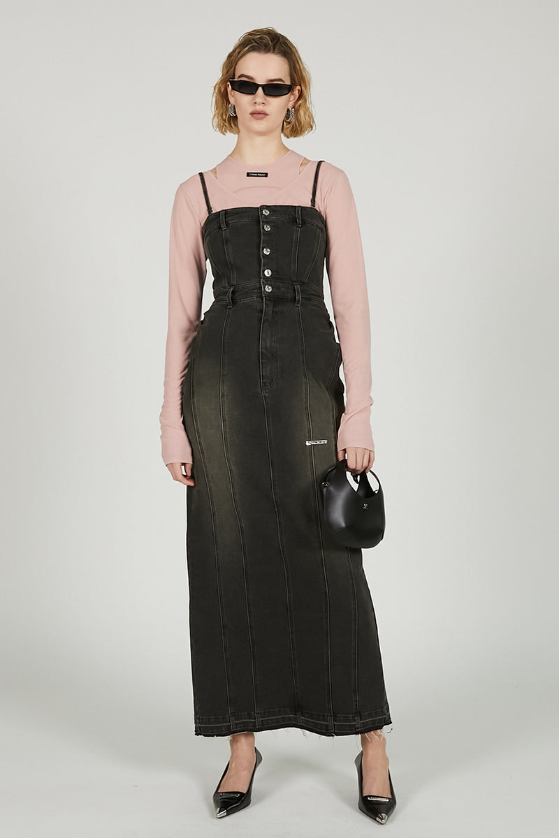 2Way Front Button Denim One Piece - SALE